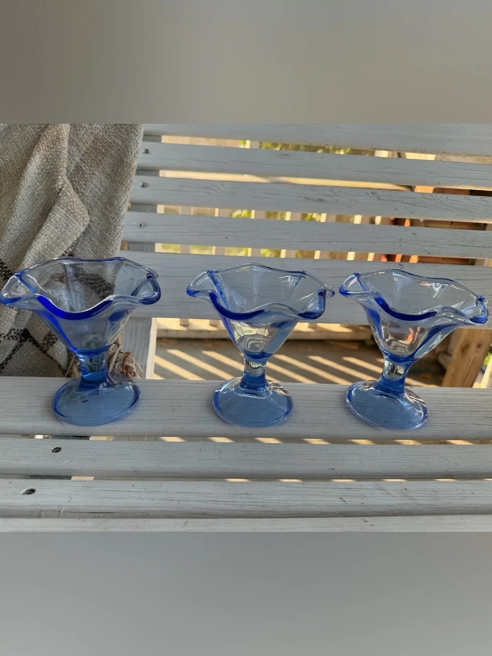 Vintage Blue Dessert Glasses Made in Italy - Set of 3